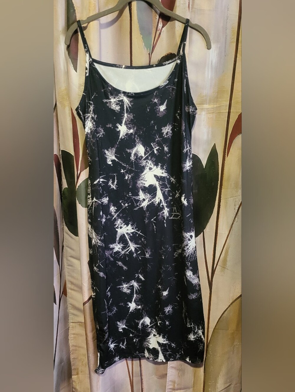Black and White Abstract Print Maxi Slip Dress